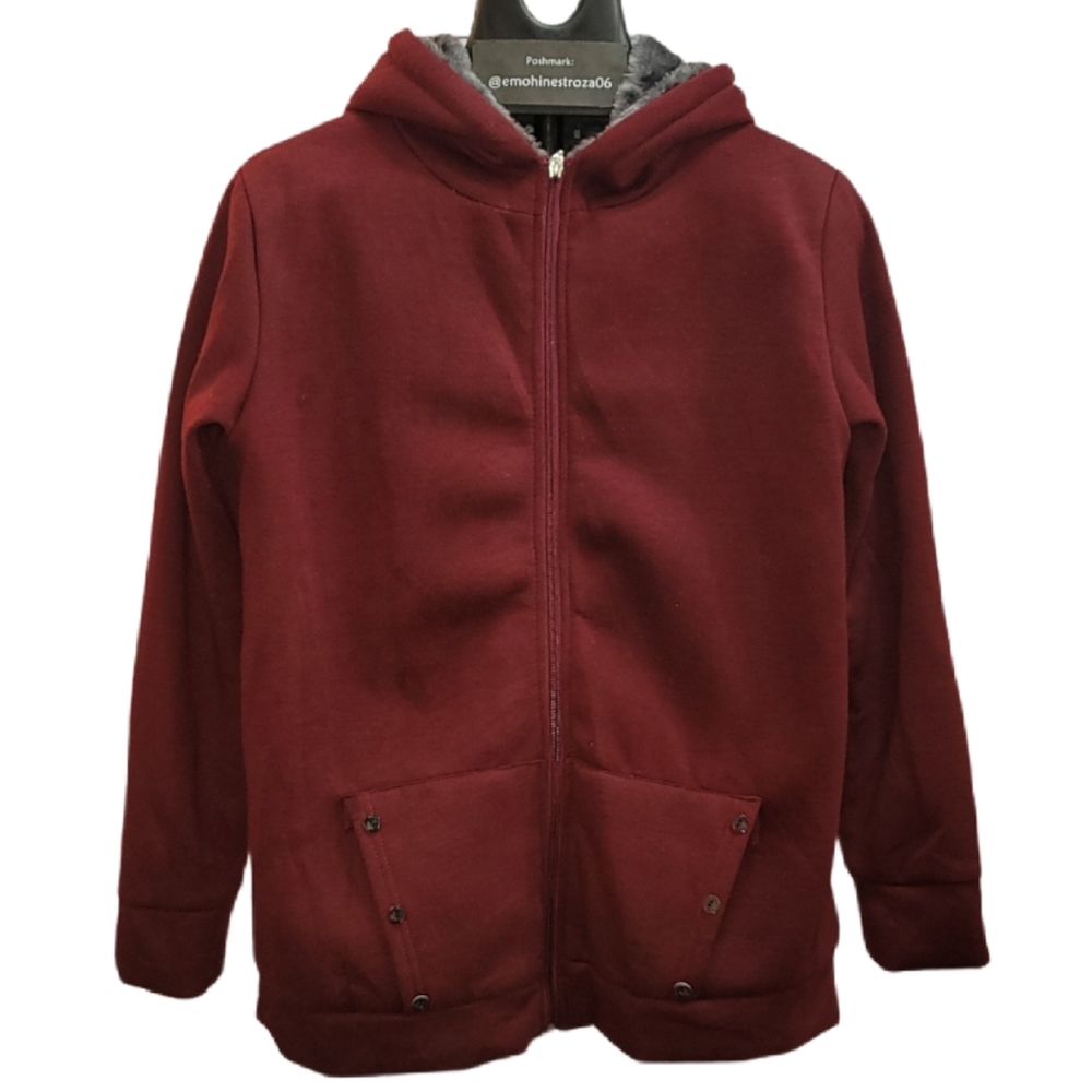 Red Burgundy zip up hoodie sweater